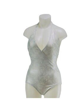 CARMEN MARC VALVO SWIMWEAR Women's Nylon Silver Tie Closure Open Back Size 10